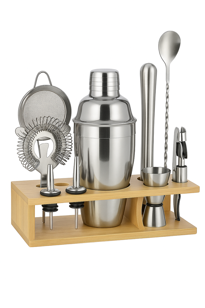 Bar set of 11pcs with wooden Rack