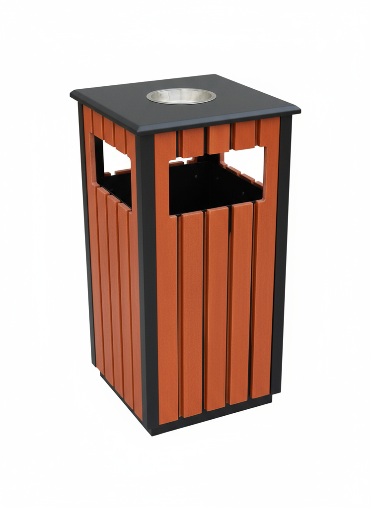 Trash bin SS + Wood 35*35*80cm