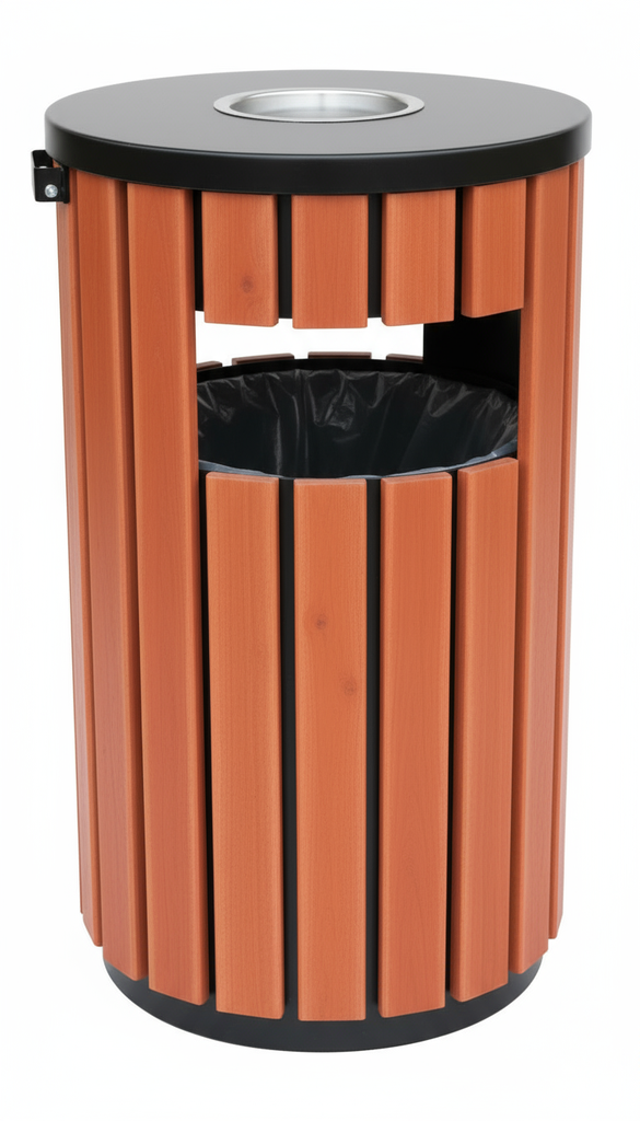Trash bin SS + Wood
Capacity: 80 Liter
Size: 38 x 38 X 80 CM
